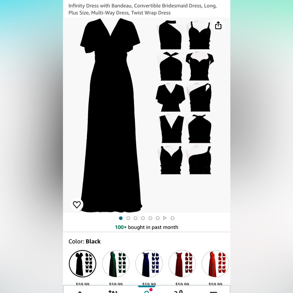 Amazon Infinity Dress, One Size, Black